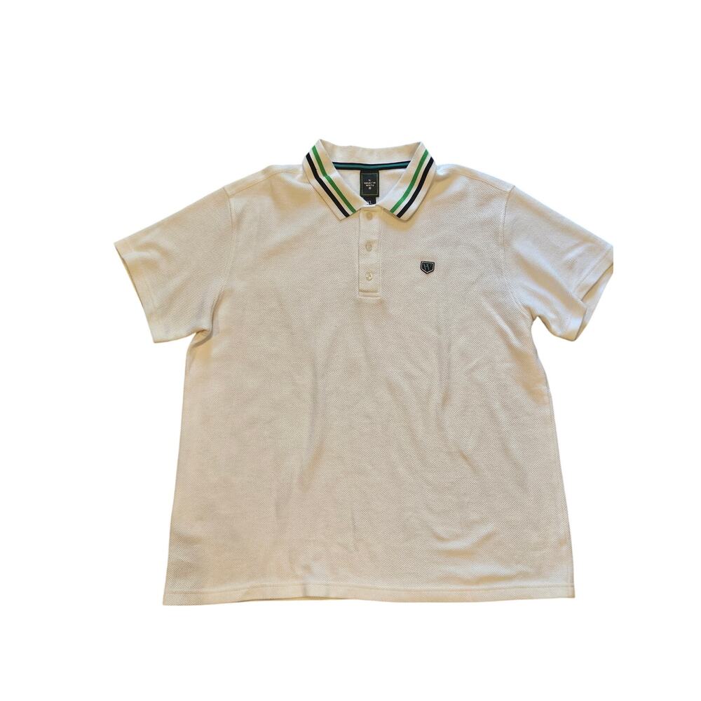 Houston white knit golf preppy polo short sleeve Mens XL academia nerdy